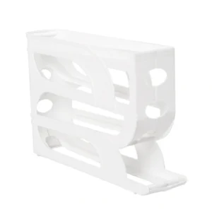 4-Tier Auto-Rolling White Egg Storage Box for Refrigerator