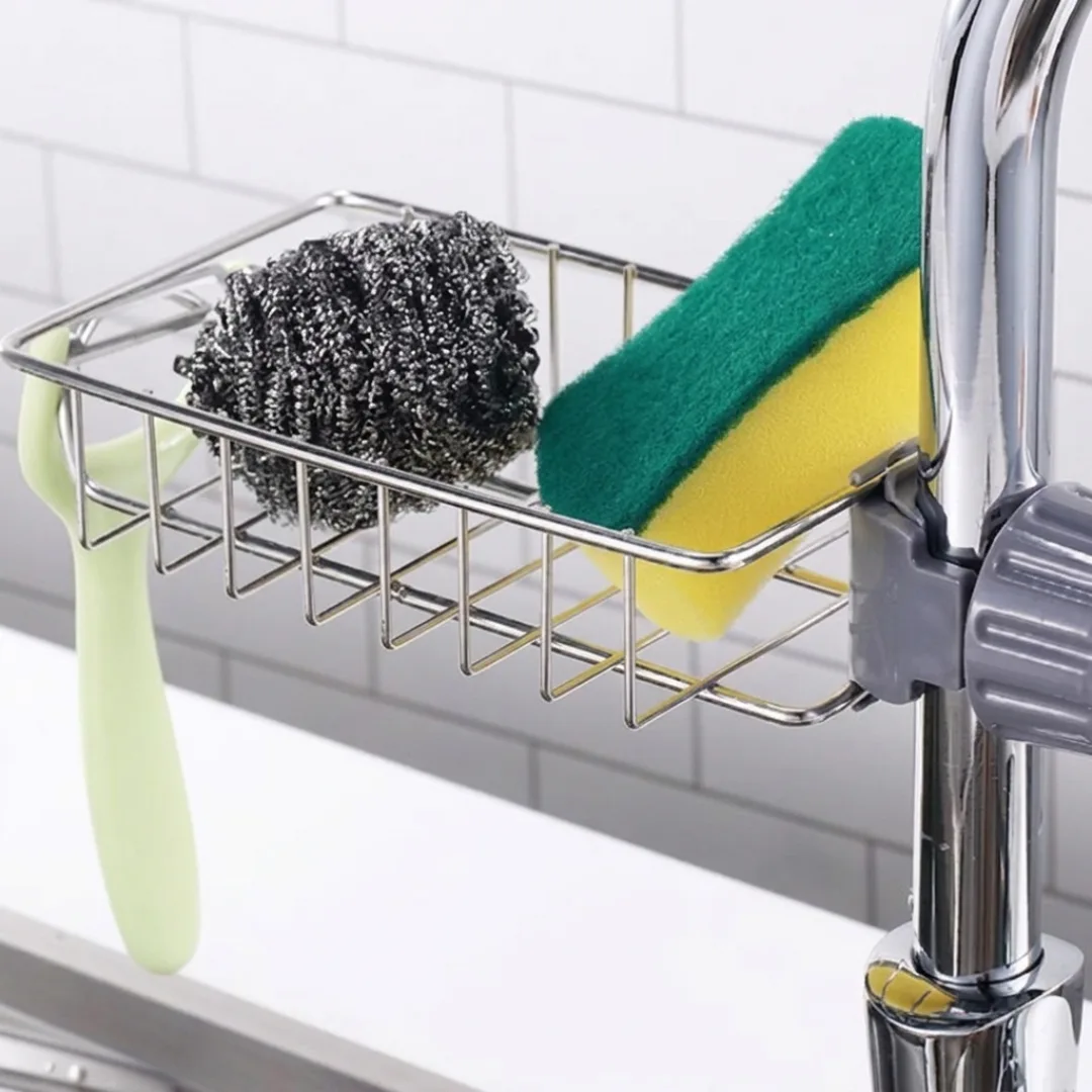 Wrought Iron Electroplated Faucet Drain Rack – 19cm